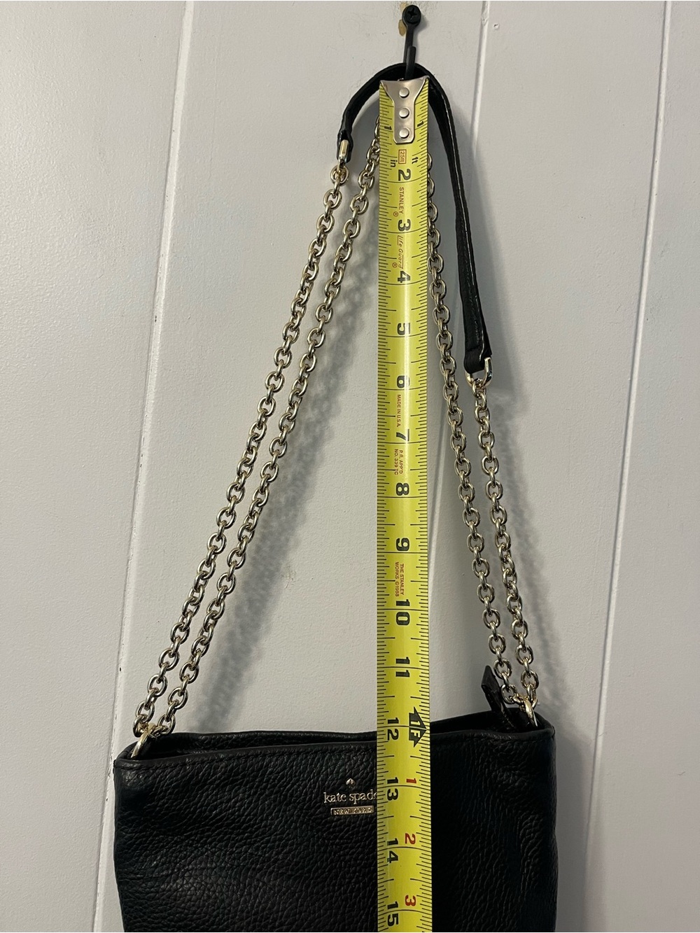 Kate Spade Jackson Street Ellery Convertible Bag Pebbled Black Leather Chain - Picture 12 of 16